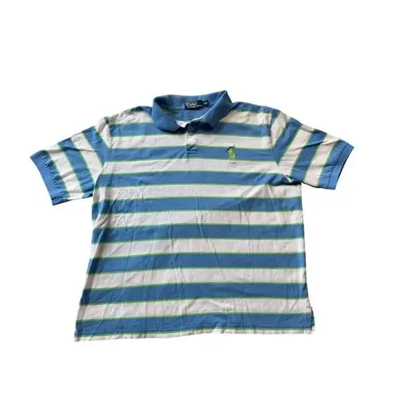 POLO by Ralph Lauren collared shirt, XXL, Blue & green Striped, short sleeve