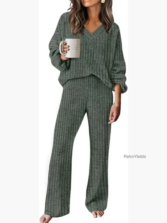 Women's Lounge Set Matching Tracksuit Sweater Pant Set S-2XL