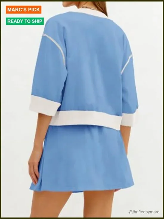 Women's 2-Piece Skort Set Casual Lounge Wear Tracksuit Style Matching Outfit