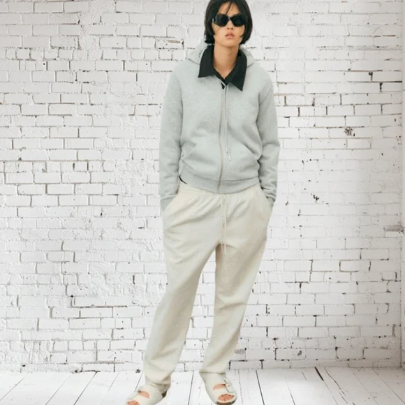 H&M Light Beige Ankle Linen Blend Joggers Size Large