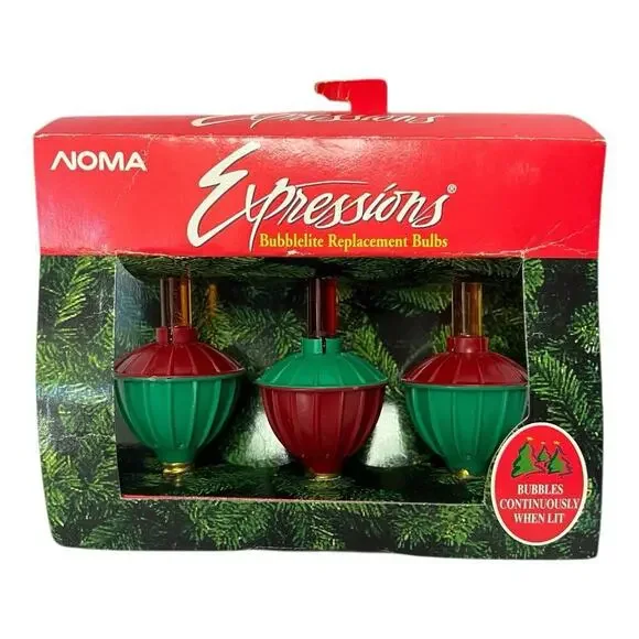 3 Vintage Noma Christmas Bubble Lights Bulbs Tested In New In Original Box Lites