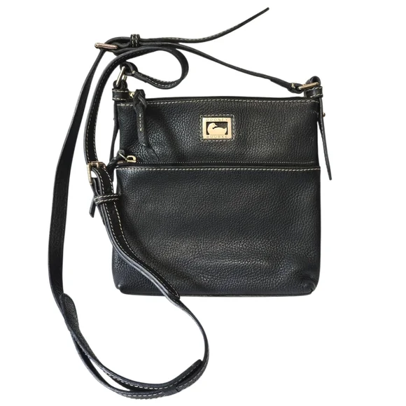 Dooney & Bourke Pebble Grain Black Crossbody Bag Leather Purse Zip‎ Pocket