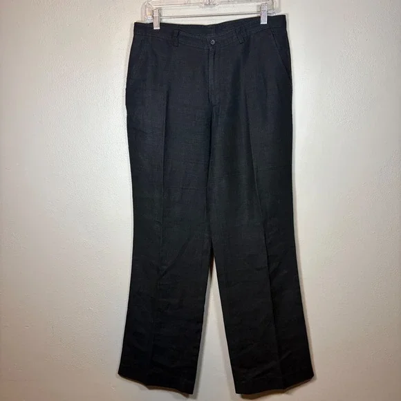 Banana Republic Womens 100% Linen Wide‎ Leg Trousers Black Size 8 723210-00-1