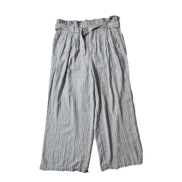 Banana Republic Pants Women's 16 Wide Leg High Rise Linen Blend Blue Stripe