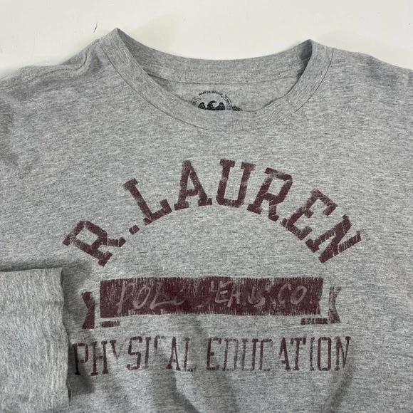 Ralph Lauren Polo Jeans Company 1967‎ L Gray Physical Education 1967 Long Sleeve