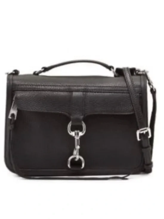 REBECCA MINKOFF Bowery Top Handle Leather Crossbody Bag Black Tailored Handbag