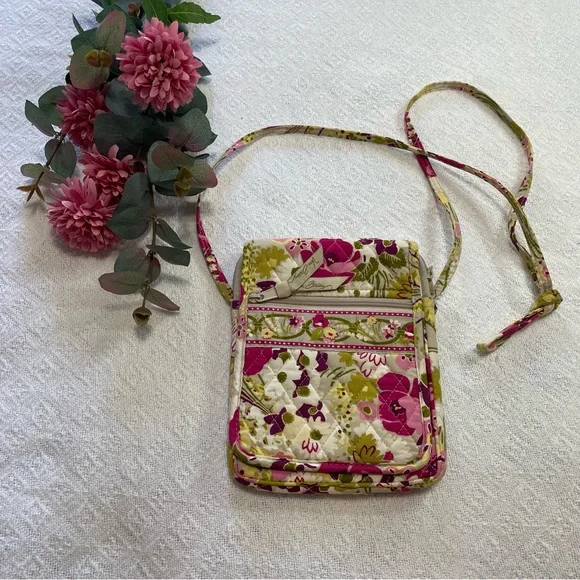 Vera Bradley Pink,‎ Green and Cream Floral Crossbody Bag