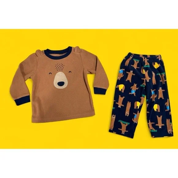 Carters Bear Pajamas‎ 2 Piece Fleece Set Long Sleeve Boys Size 2T