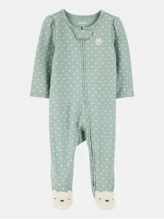 Carter’s Mint Green Polka Dot 2-Way Zip Cotton Sleep & Play Pajamas | 9M