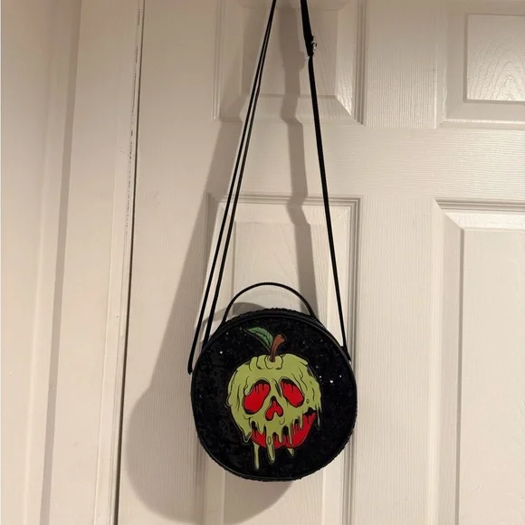 Black Sequin Disney Poison Apple Crossbody Bag