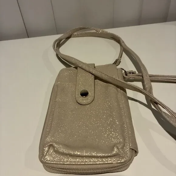 Kelly & Katie Glitter Crossbody Wallet-Champagne Gold-