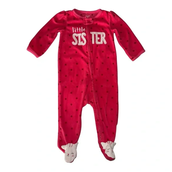 Carter's Just One You Pink Little Sister Cat Footed Pajamas Size‎ 9mo