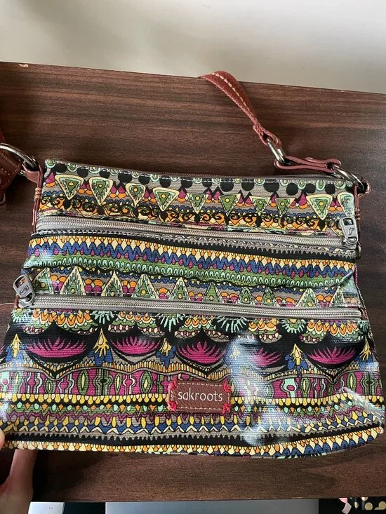 Sakroots Bohemian Peace Print Double-Zip Crossbody Bag