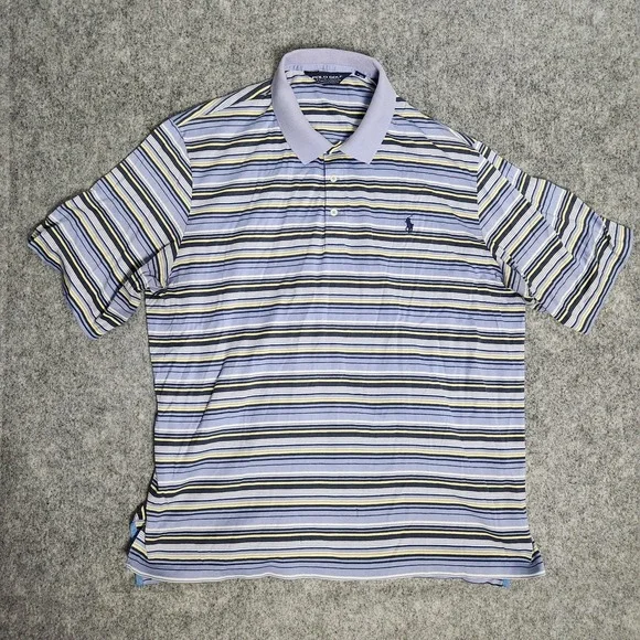 Polo Golf Ralph Lauren Men's Short Sleeve Shirt Size XL Pima Cotton Blue Striped