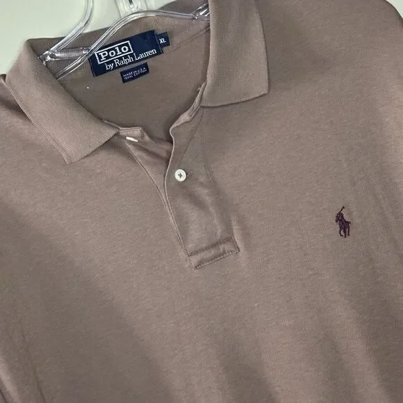 Polo Ralph Lauren Classic Fit Men's‎ XL Cotton Brown 2 Button Short Sleeve Logo