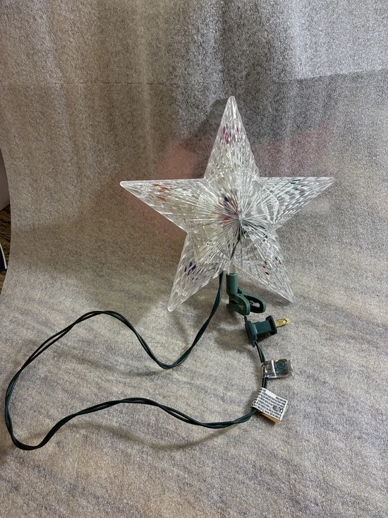 Clear Star Tree Topper with Integrated Clip