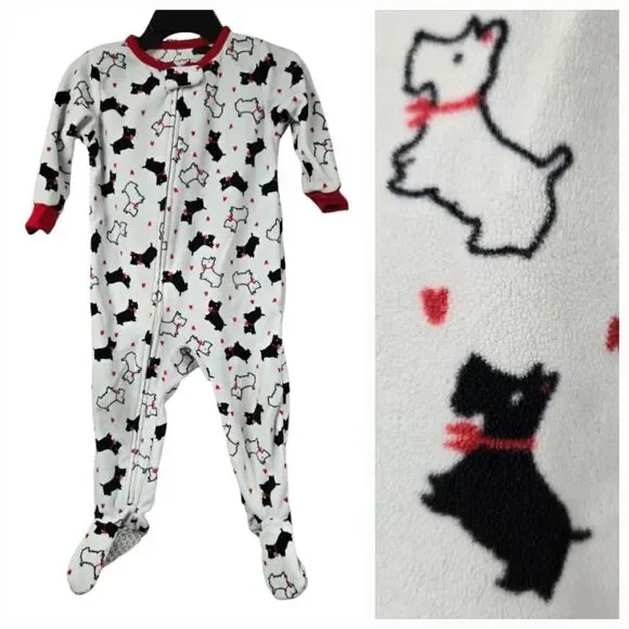 Carter's Baby Girl 12M Sleep & Play Scottie Dog Footie One-Piece Pajama PJs