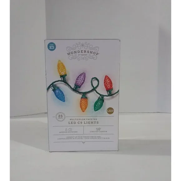 Wondershop 25ct Multicolor LED C9 Christmas String Lights 16’ Lighted Length New