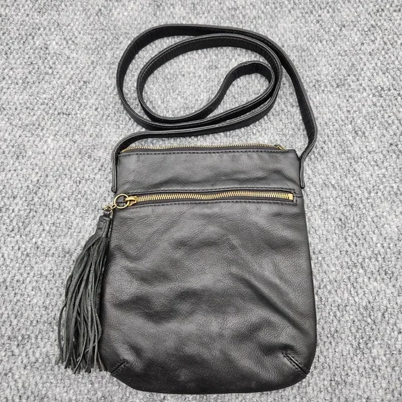 Hobo‎ International Sarah Black Leather Crossbody Bag Tassel Boho Shoulder Purse