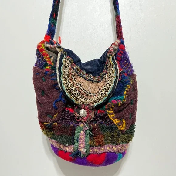 Art by‎ Sid Handmade Tibetan Patchwork Boho Crossbody Bag Mixed Textile Folk