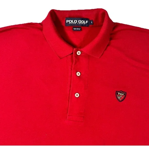 Ralph‎ Lauren Golf Polo Shirt Mens Large Classic Short Sleeve Crest Shield Logo