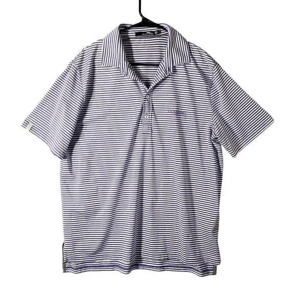 Ralph Lauren RLX Golf Polo Blue Striped Shirt Firestone Country Club Mens Large