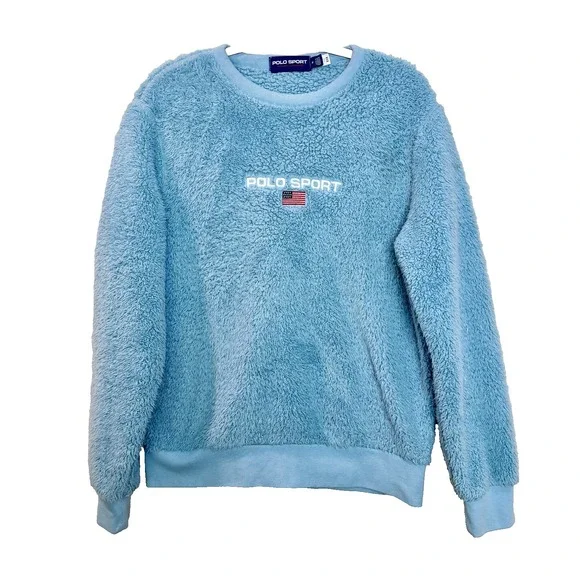POLO RALPH LAUREN Polo Sport Blue Plush Pullover Sweater Men's‎ Medium M