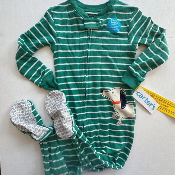 NWT Carters one piece footed sleeper baby boy 18 month‎ puppy dog 2 way zipper
