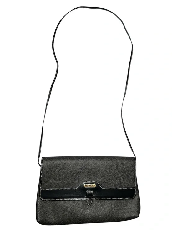 Lousier Paris Vintage Logo Black Crossbody Envelope Pocket Bag Black Gold
