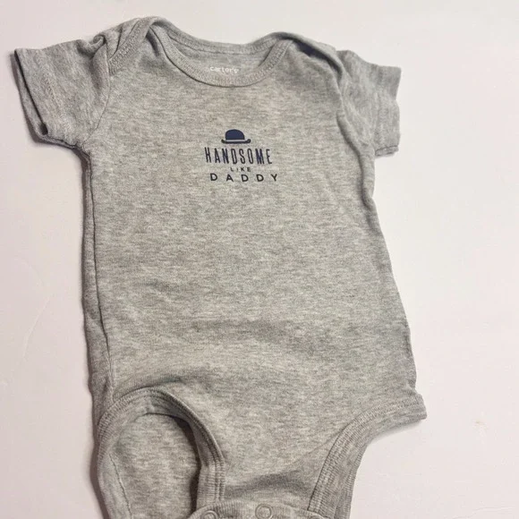 Carters Baby Boy Gray Handsome Like Daddy Graphic Short Sleeve Bodysuit‎ 1 Piece