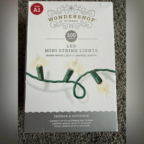 Wondershop LED Mini String Lights - Green Wire Warm White