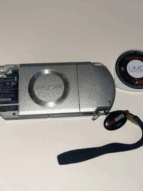 Sony PSP-2001 Slim Edition Silver *No Battery* For Parts/Repair God of War Lot