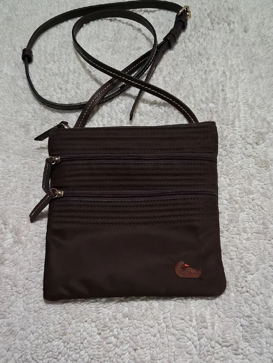 Dooney & Bourke Dark Brown Nylon Crossbody Bag with Duck Accent