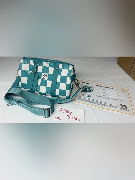 Louis Vuitton Damier City checkered Keepall with COA and dust bag