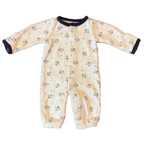 Carters Baby Boy Preemie Outfit One Piece Romper Footless L/S‎ Clothes Airplane