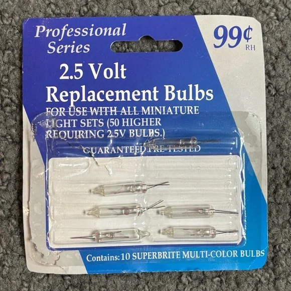 5 Professional Series 2.5 Volt Replacement Bulbs Miniature Light Set