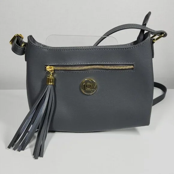 Joy Mangano Leather Crossbody Bag/Purse Gray