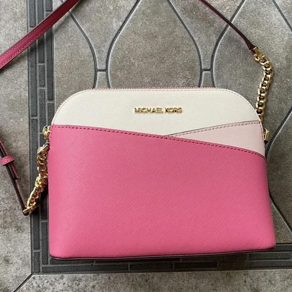 Michael Kors Jet Set Travel Medium Dome Crossbody Rosewood Leather