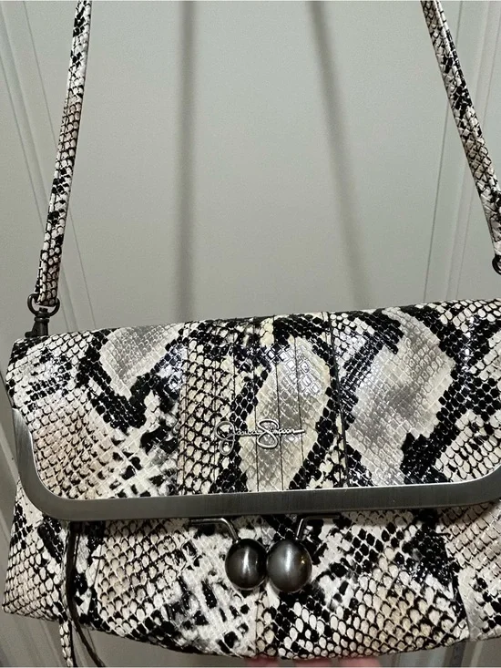 Jessica Simpson Snake Print Crossbody Bag like new. Keychain & card holder too