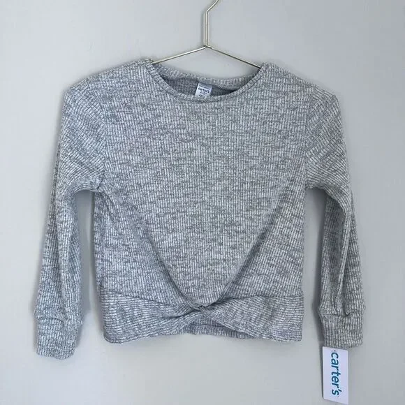 Carter's NWT New Kids Girls Softspun Twist‎ Front Ribbed Sweater Gray Size 6