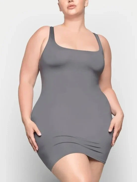 Skims Signature Swim Tank Cover Up Dress SW-DRS-0005 Gunmetal XL