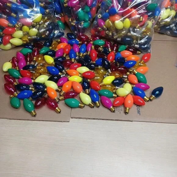 Lot 100+ Colored Christmas String Bulbs Lights C7  Indoor Outdoor Vintage