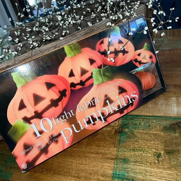 2 Sets Halloween pumpkin Jack-o-lantern fabric string lights. Brand…