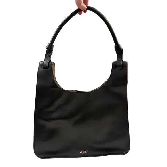 Lodis Blair Collection Dara Black Italian Leather Hobo Bag Purse GS
