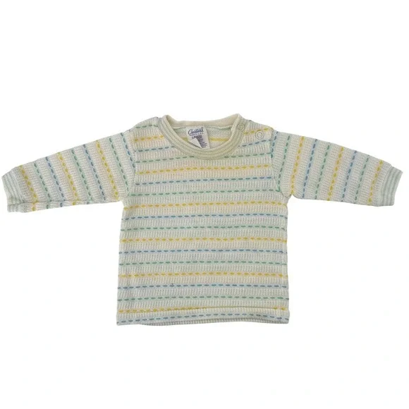 Vintage Carters Baby Thermal‎ Knit Striped Long Sleeve Top 6 Months Made in USA