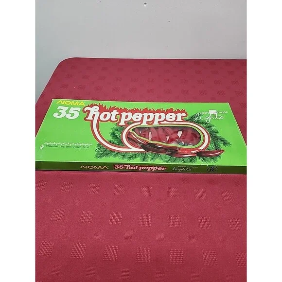 Vintage Noma Hot Pepper Lights String Of 35 New Old Stock 1990s Spicy Red Hot