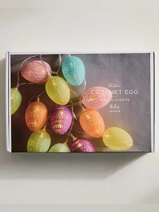 NEW Anthropologie x Terrain Stargazer Crochet Egg String Lights, 5.5 ft LED