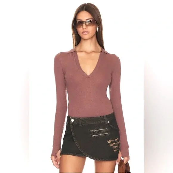 Free People Do It Right Bodysuit in the color Hickory.  NWT size Medium.