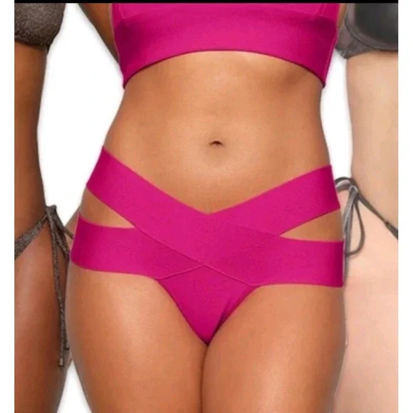 SKIMS‎ Bandage Pink High Waisted Cut Out Strappy Panty New Size 4X
