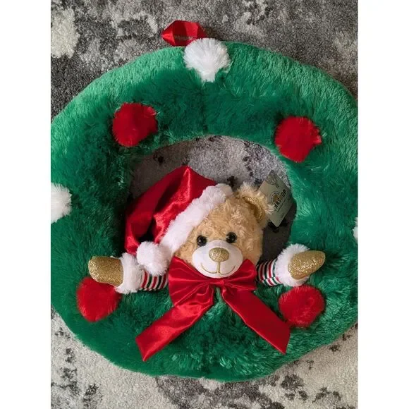 Build-A-Bear Plush Christmas Holiday Bear‎ Wreath